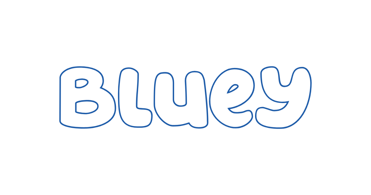 Bluey-style lettering rendered with Blue Custard