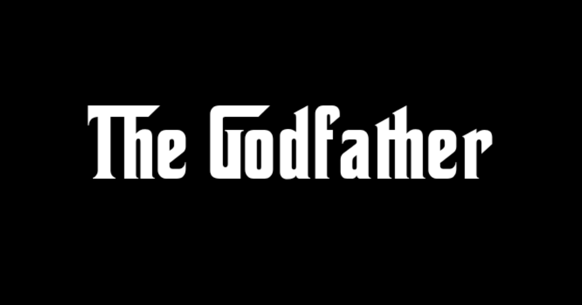 The Godfather-style lettering rendered with Corleone