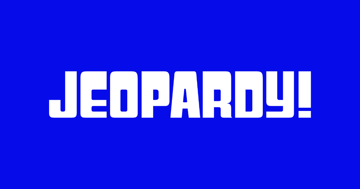 Jeopardy-style lettering rendered with Geoparody Heavy
