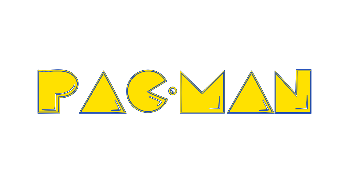 Pac-Man-style lettering rendered with Pac-Font