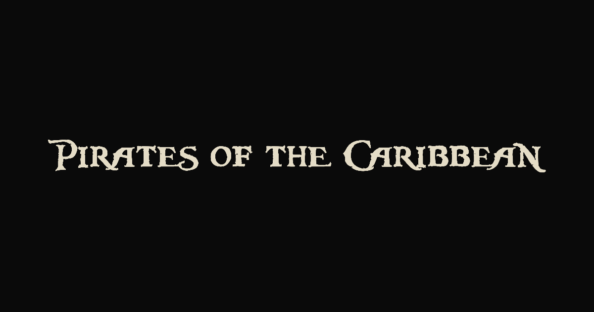 Pirates of the Caribbean-style lettering rendered with Caribbean